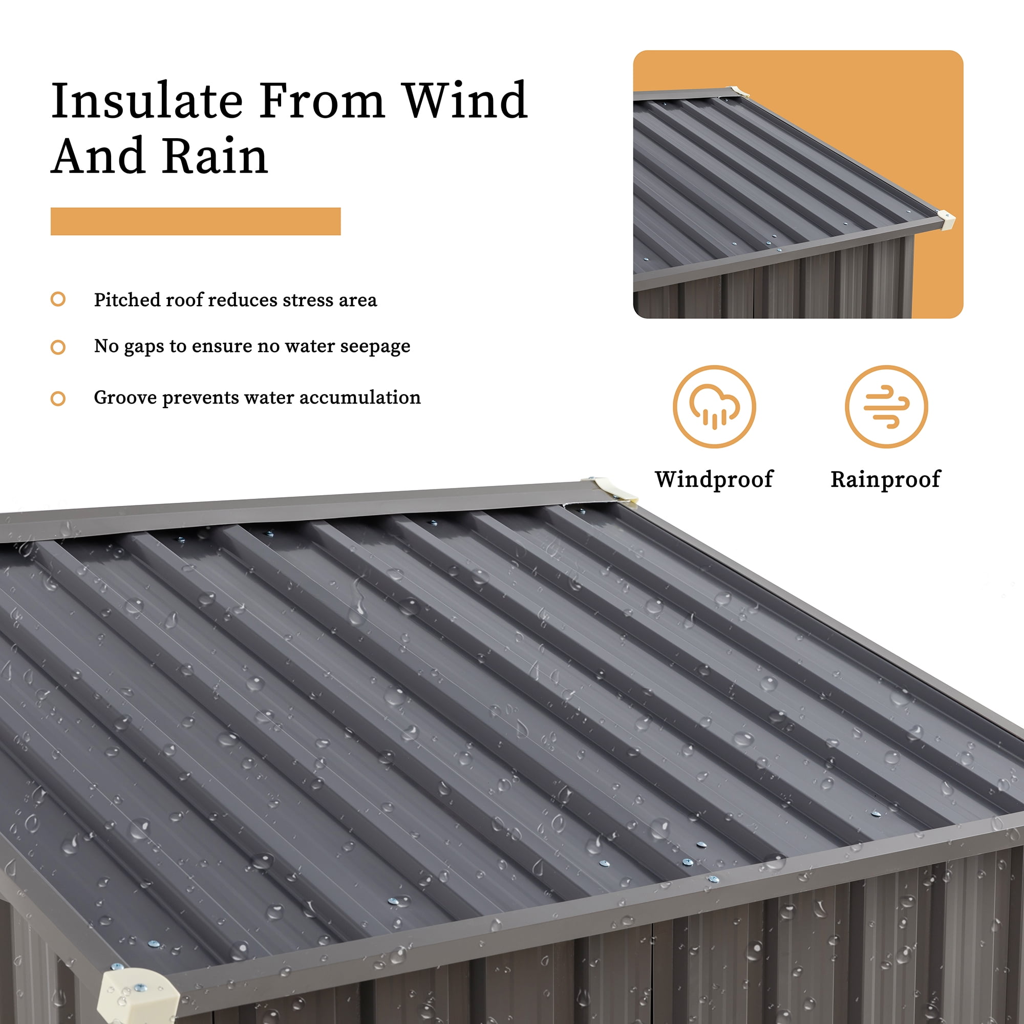 Sobaniilo 6x4x6FT Outdoor Storage Shed Clearance with Lockable Door Metal Garden Shed Steel Anti-Corrosion Storage House Waterproof Tool Shed(Gray)