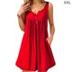 thumbnail image 1 of Vestido de mujer Chaleco con botones plisados ​​Camiseta Vestido sin mangas con bolsillo informal, Rojo, XXL Scienceny AP002060-15, 1 of 6
