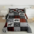 thumbnail image 2 of Homewish Wild Deer Bear Queen Comforter Set,Rustic Farmhouse Cabin Bedding Sets,Red Gray White Graid Bedding Comforter Set For Boys Kids,Luxury Bedroom Decor Reversible,3pcs, 2 of 8