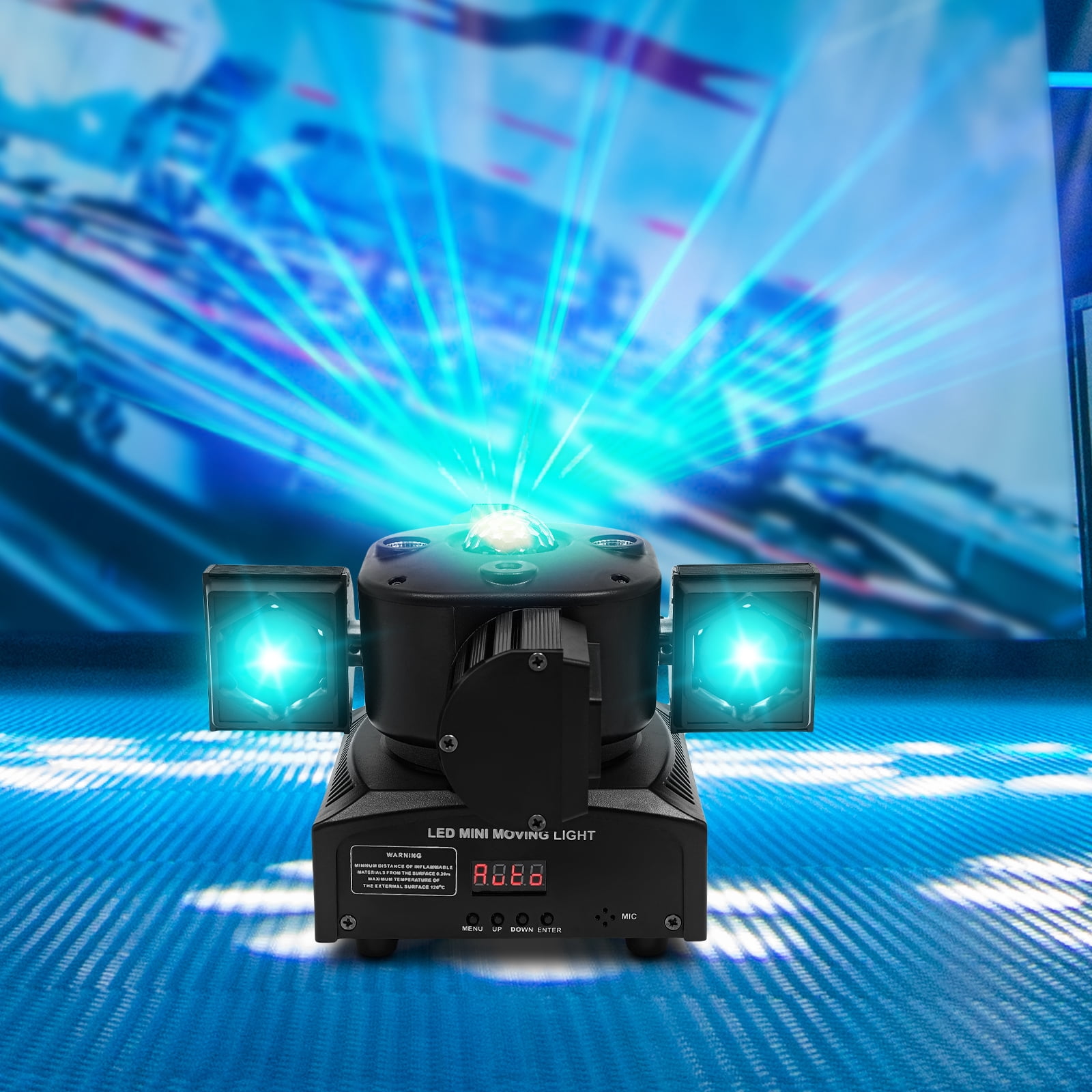 Wildnix 230W Stage Lights, DMX512 and Voice Control LED Spotlights with Adjustable Aperture, 7 LEDs & 2 Laser Lights for Performance & Concerts