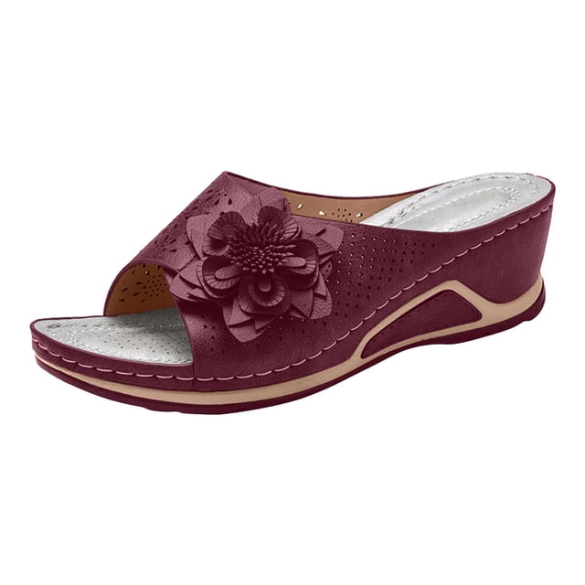 Pompotops Woman Fish Mouth Collection Leather Soft Footbed Orthopedic Arch-Support Sandals