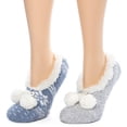 thumbnail image 2 of Cuddl Duds Women's Super Soft Plushfill Sherpa Lined Slipper Sock, 2 Pack (Leopard/Pink), 2 of 9