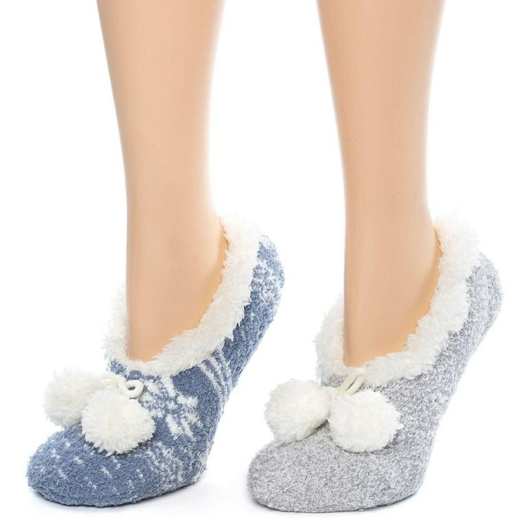 Cuddl Duds Women s Super Soft Plushfill Sherpa Lined Slipper Sock 2 Pack Polar Bear