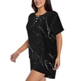thumbnail image 2 of Naloa Black Marble Texture Abstract Women's Short-Sleeved Pajama Set, Loungewear, Summer pajamas, Breathable Cozy - Small, 2 of 9