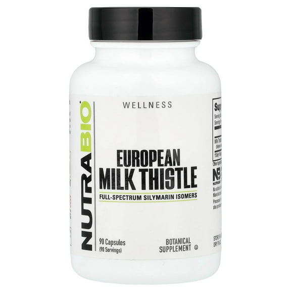 NutraBio European Milk Thistle, 90 Capsules (241 mg per Capsule)