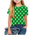 thumbnail image 3 of Zpanxa T-Shirts pour Tout-Petites Fille à Pois Col Rond Manches Courtes Haut Décontracté Polyester Spandex 5-6 Ans, 3 of 5