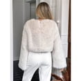 thumbnail image 5 of Women's Cropped Faux Fur Jacket Fashion Long Sleeve Casual Short Coat with Zipper Color S, 5 of 8
