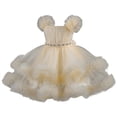 thumbnail image 1 of Birthday Party Dress for Girls, Short Sleeve Round Neck Ruffled Lace Embroidery Mesh Princess Bow Skirt in Light Blue, Size 90, 1 of 8
