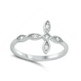 thumbnail image 4 of Twisted Sideways Studded Cross .925 Sterling Silver Band White Cubic Zirconia Jewelry Female Size 10, 4 of 4