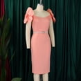 thumbnail image 5 of AURA Plus Size Elegant V Neck 3D Flower Banquet Midi Dress High Waist Bodycon African Party Dress with Belt, 5 of 10