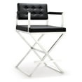 thumbnail image 2 of TOV Furniture Director Black Vegan Leather Counter Stool with Silver Legs, 2 of 7