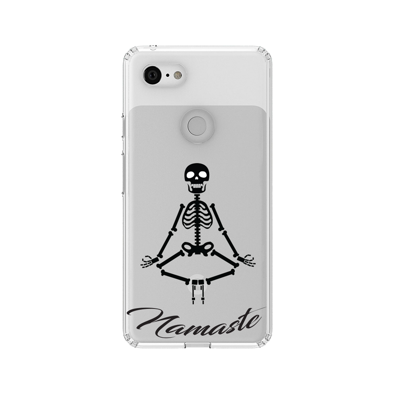 6.1 Screen - TPU Bumper Acrylic Back Yoga Skeletons DistinctInk Clear Shockproof Hybrid Case for iPhone XR Tempered Glass Screen Protector