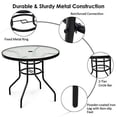 thumbnail image 7 of KOTEK 32'' Patio Table with Umbrella Hole, Outdoor Bistro Table w/Tempered Glass Top & Sturdy Metal Frame, Round Patio Dining Table Coffee Table for Garden, Balcony, Poolside, 7 of 7