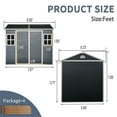 thumbnail image 5 of 8x6 FT Resin Storage Shed with Floor, Tool Cabinet with Window, Vents and Lockable Door, Plastic Waterproof Shed for Garden, Patio, Backyard, Black, 5 of 8