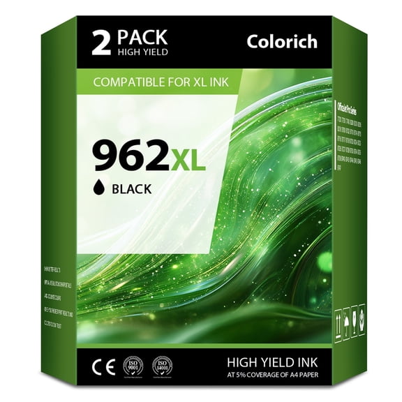 962XL Ink Cartridge 2-Pack Black Compatible for HP962XL Works with OfficeJet Pro 9015e 9015 9010 9022e Series Printer