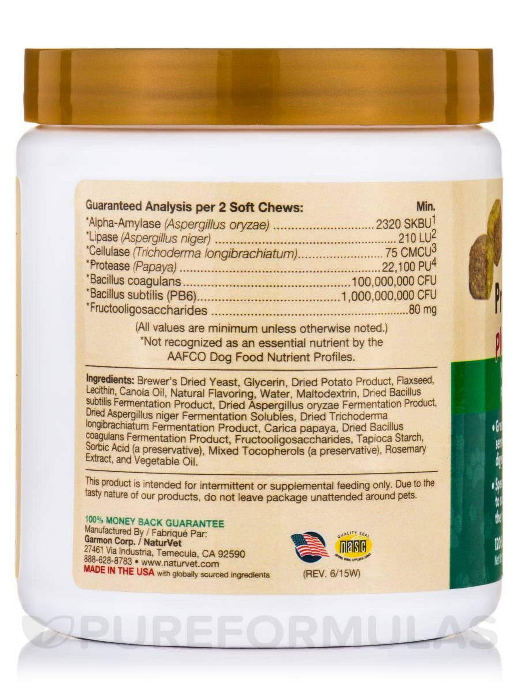 NaturVet Advanced Probiotics & Enzymes for Dogs, 120 Soft Chews