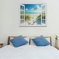 thumbnail image 5 of HFDF Beach Bathroom Wall Art Coastal Beach Ocean Pictures Wall Decor 3D Window Art Blue Sea Canvas Painting Print Tropical Nature Landscape Modern Home Decor Artworks for 24x16inch Framed, 5 of 6