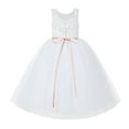 thumbnail image 2 of Ekidsbridal Girl Wedding Flower Girl Dress - White V-Back Lace Tulle Tutu Button Down Back 212R4-A (Size: 2-10), 2 of 2