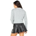 thumbnail image 3 of Celebrity Pink Women's Pointelle Crewneck Cardigan Sweater, Sizes XS-XXXL, 3 of 6