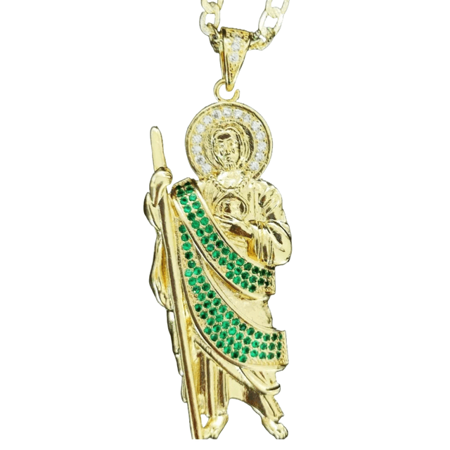 Collar de San Judas tadeo de oro laminado de 18 kilates, cadena dorada