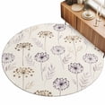 thumbnail image 2 of Round Area Rugs 4Ft, Beige Floral Dandelion Non-Slip Washable Circle Rugs Carpet, Spring Farmhouse Botanical Flowers Indoor Outdoor Rug Floor Mats Throw Runner for Bedroom Living Room Bathroom, 2 of 8