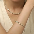 thumbnail image 2 of Natural Shoushan Stone & Freshwater Pearl & Brass Rondelle Beaded Necklaces & Beaded Bracelets Sets Golden 380mm & 160mm, 2 of 5