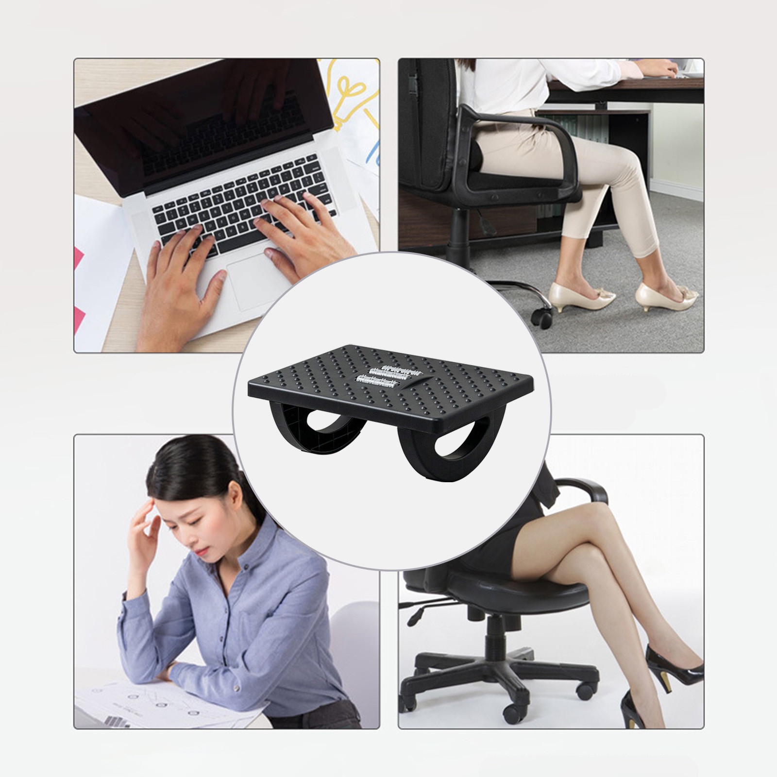 Coussin Repose-pieds Ergonomique Sous Bureau - Mousse Mémoire De Forme, 45x22x12 Cm, Pour Améliorer La Posture Assise