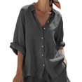 thumbnail image 6 of Neewe Women's Linen Shorts Sets 2 Piece Summer Short Sleeve Top and Shorts Sweatsuit Set Daily Outfits, 6 of 8