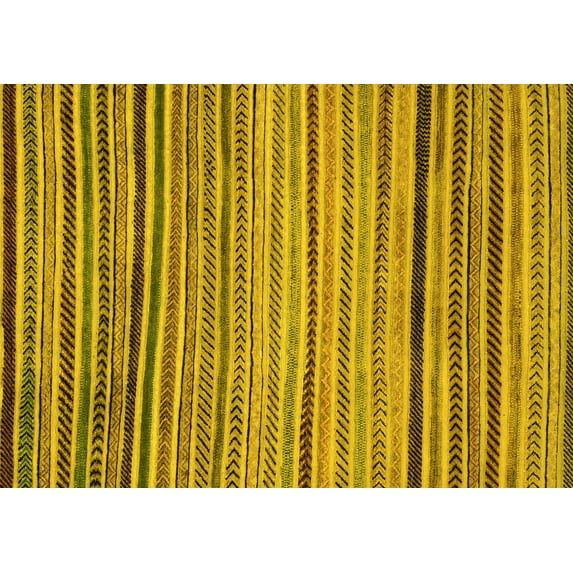 Ahgly Company Machine Washable Indoor Rectangle Abstract Yellow Modern Area Rugs, 6' x 9'