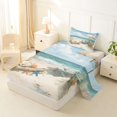 thumbnail image 2 of Castle Fairy Soft Watercolor Beach Chair Twin Sheets 3pcs,Umbrella Seashell Palm Summer Print Bedding,Cream Sky,1 Fitted Sheet,1 Flat Sheet and 1 Pillowcase, 2 of 6