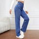 thumbnail image 5 of WILLBEST Jeans Mujer Pantalones Vaqueros Desgastados y Rotos de Moda para Mujer, Cintura Alta, Holgados, Cómodos, Elásticos, Con Bolsillo Con Botón, Estilo Casual 944 Extra Grande, 5 of 6