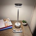 thumbnail image 1 of Lampe DEL Tactile de Table – Argent Métallique – Rechargeable par USB, 1 of 5