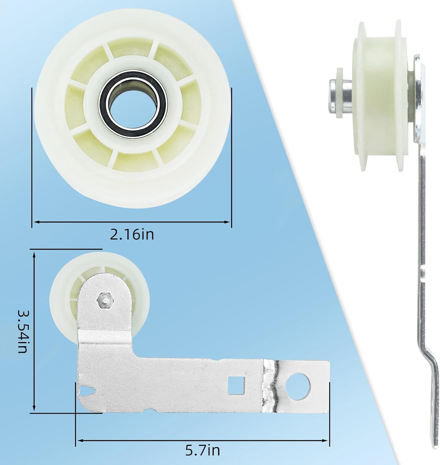 (2024 Upgraded Ball Bearings) 661570 & 279640 W10837240 Dryer Idler Pulley Assembly with Bracket and Drum Belt Compatible Whirl-Pool Replaces 3387372 PS11726337 W10547287 by Romalon