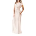 thumbnail image 2 of POINTERTECK Femmes Robe Décontractée Femmes O Cou Poches Décontractées Robe de Sol Manches Courtes Robe de Soirée en Vrac Vêtements Femmes L Beige, 2 of 6