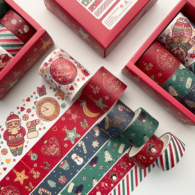 6 uds cinta adhesiva decorativa Washi de Navidad pegatina para álbum de recortes Ndcxsfigh Libre de BPA