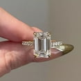 thumbnail image 2 of 2.5CT Emerald Cut Simulated Diamond Hidden Halo Engagement Wedding Ring 14K Yellow Gold Plated, 2 of 5