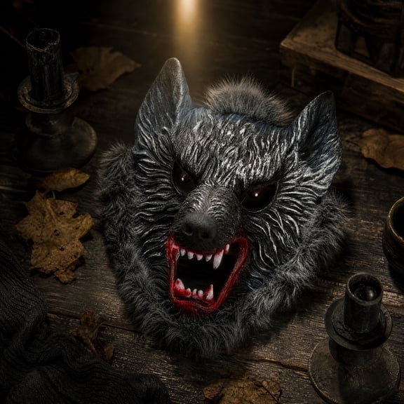 Halloween Mask Wolf Face, 3D Animal Wolf Mask Costume Accessory for Halloween Party Carnival Event, Spooky Animal Theme Mask Decoration and Festival Prop