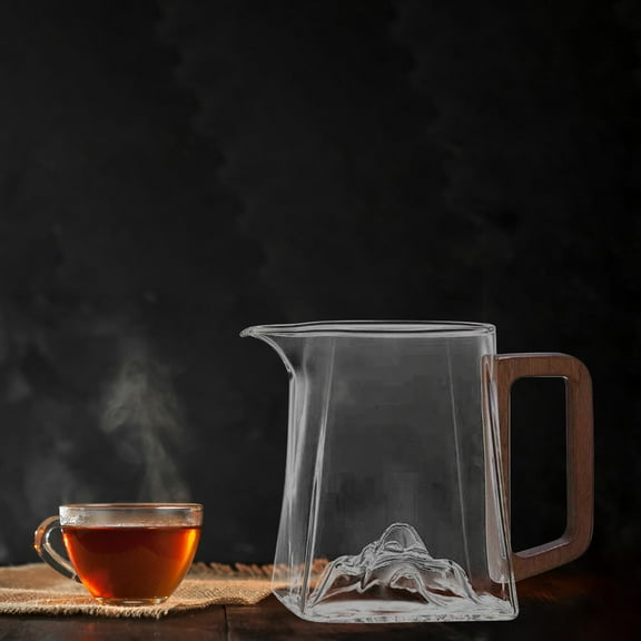 Glass Tea Kettle with Infuser | Borosilicate Heat-Resistant Teapot | Strainer | Ergonomic Wood Handle | Drip-Free Spout | 32 oz Loose Leaf Tea Maker | Easy Clean, Dishwasher | Clear Durable Design
