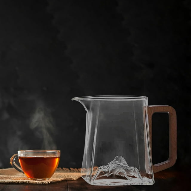 Amzcrzy Cups Tea Kettle With Infuser & Wood Handle, Borosilicate Glass Tea Maker forLoose Leaf Tea, Tea Steeper forTea A Cup Coffee Cups Coffee Mug