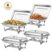 Vaparinckl Chafing Dishes for Buffet Set 4 Pack, Stainless Steel Catering Chafer, Buffet Server Food Warmer with Lids for Parties, Events, Wedding, Camping, Family Dinner