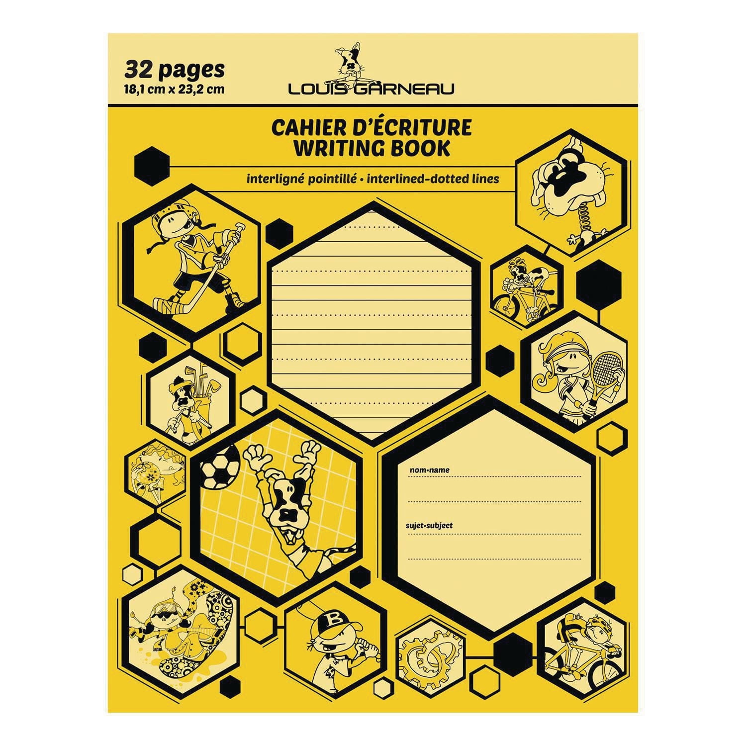 Louis Garneau cahier interligné/point. Jaune