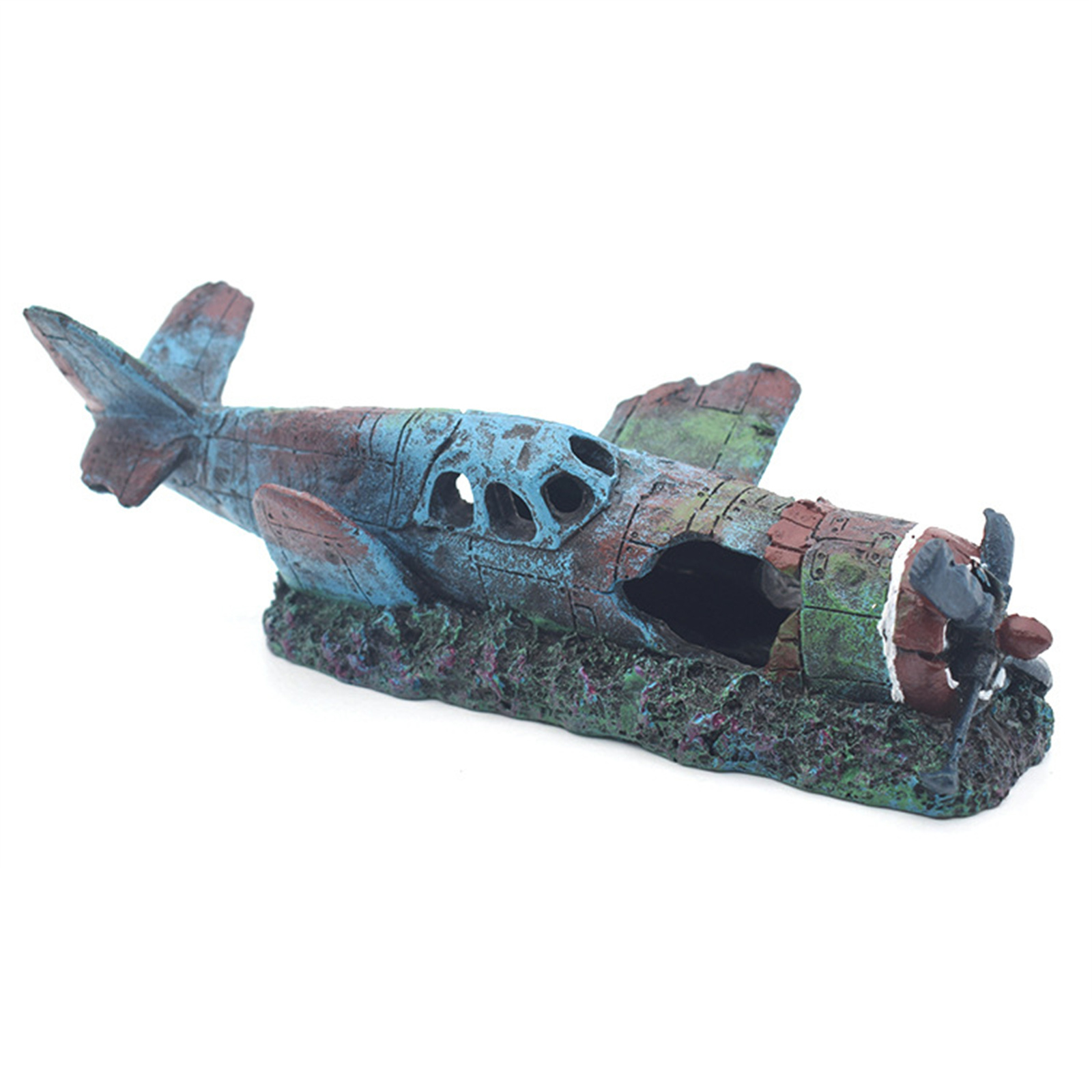 Artificial Craft Fish Tank Decoration Resin Wreck Airplane Ornament, Aquascape Enhancement