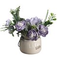 thumbnail image 1 of Flor artificial con jarrón de cerámica pequeño, ramo de hortensias rosas, flores falsas, 1 of 5