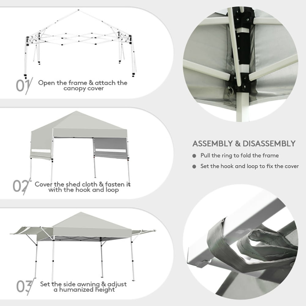 Aimee Lii 17 Feet x 10 Feet Foldable Pop Up Canopy with Adjustable Instant Sun Shelter, Backyard Canopy Gazebo, Gray Aimee Lii 17 Feet x 10 Feet Foldable Pop Up Canopy with Adjustable Instant Sun Shelter, Backyard Canopy Gazebo, Gray