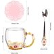thumbnail image 5 of Evecase - Juego de taza de café de cristal transparente sin plomo con diseño de mariposa esmaltada y cuchara de acero, regalo personalizado para mujer, esposa, mamá, niña, profesora, amiga, cumpleaños, madre, día de San Valentín (azul) Ormromra XSD-890-3, 5 of 5