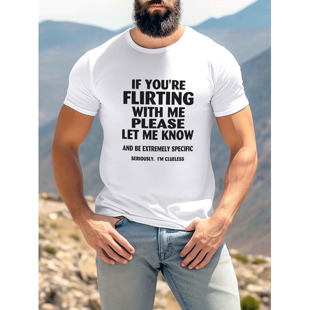 Camiseta informal de talla grande para hombre con eslogan divertido, 100 % algodón, cuello redondo, corte regular, ligeramente elástica, tejido de punto veraniego, 150 g/m². Camiseta gráfica divertida