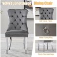 thumbnail image 6 of 5-Piece 70" Glass Dining Table Set, Tempered Glass Top with OC Shape Frame & Stainless Steel Base, 4 Velvet Chairs with Stainless Steel Legs, 6 of 7