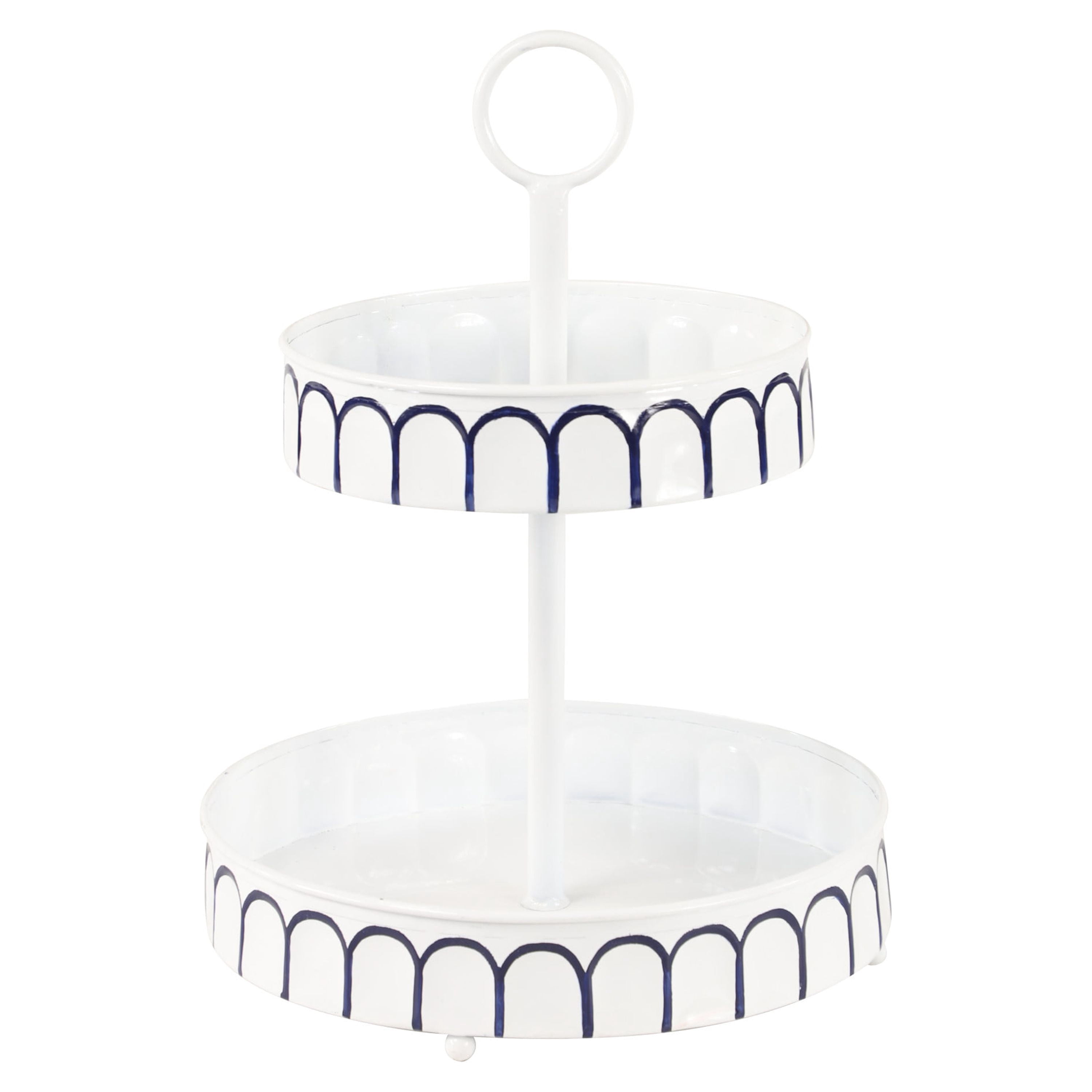 DecMode 13"W, 18"H Metal Farmhouse Tiered Server, White, 1 - Piece