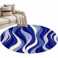 thumbnail image 2 of Round Area Rug 4 Ft, Blue Moire Washable Non-Slip Circle Carpet for Living Room/Bedroom, Classic Modern Abstract Art Elegant Low-Profile Crawling Mats Collection Rugs for Indoor, 2 of 7