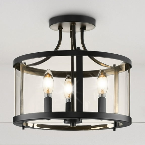 Luxury Modern Farmhouse Ceiling Light, Matte Black, UHP4593